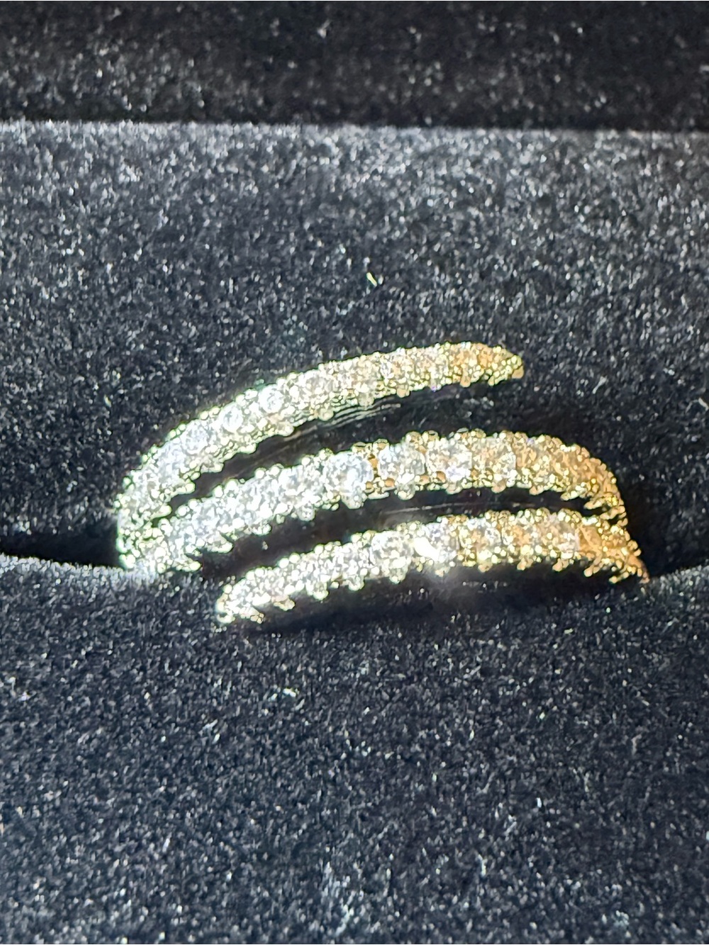 Mariavittoria Sassetti White Gold Triple Row Bypass Wrap Ring Size 7 Brand New